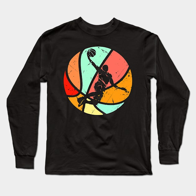 Basketball Player Dunks Silhouette Long Sleeve T-Shirt by Hound mom